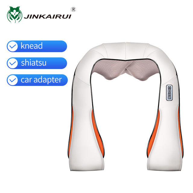 JinKaiRui U Shape Electrical Shiatsu Massager Shawl Roller Heat Massage Electric Pain Neck and Shoulder Multi-function Massagem