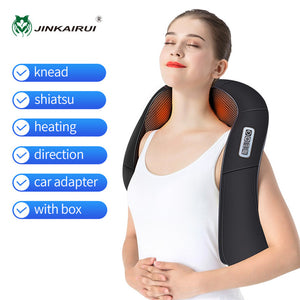 JinKaiRui U Shape Electrical Shiatsu Massager Shawl Roller Heat Massage Electric Pain Neck and Shoulder Multi-function Massagem