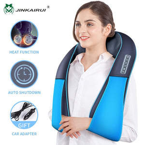 JinKaiRui U Shape Electrical Shiatsu Massager Shawl Roller Heat Massage Electric Pain Neck and Shoulder Multi-function Massagem