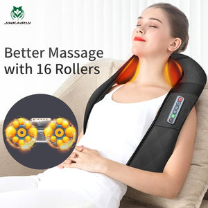 JinKaiRui U Shape Electrical Shiatsu Massager Shawl Roller Heat Massage Electric Pain Neck and Shoulder Multi-function Massagem